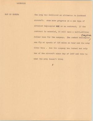 Primary view of object titled '[News Script: Lockheed]'.