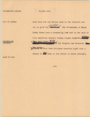 Primary view of object titled '[News Script: Blackhawks]'.