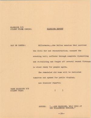 Primary view of object titled '[News Script: Elsesser report]'.