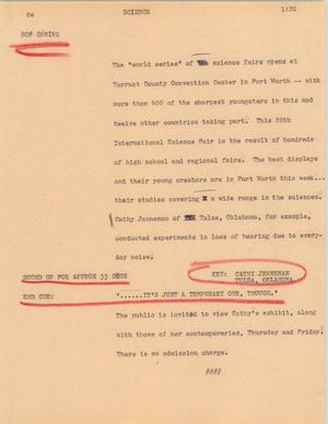 Primary view of object titled '[News Script: Science]'.