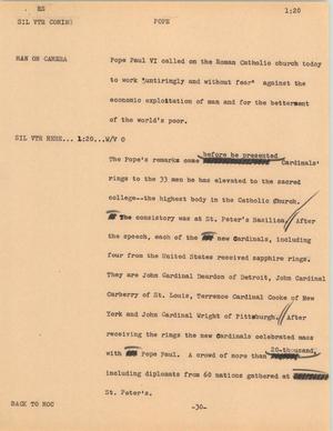 Primary view of object titled '[News Script: Pope]'.