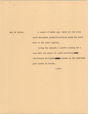 Primary view of object titled '[News Script: Marijuana found]'.