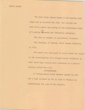 Primary view of object titled '[News Script: School board]'.