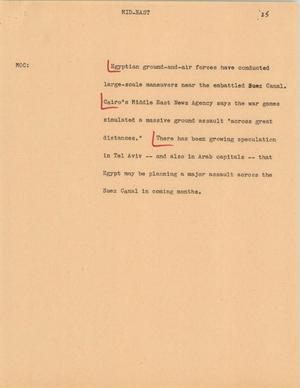 Primary view of object titled '[News Script: Mid - East]'.