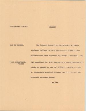 Primary view of object titled '[News Script: Pearce]'.