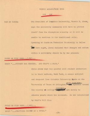 Primary view of object titled '[News Script: Morris Abrams and Mark Rudd]'.
