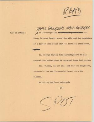 Primary view of object titled '[News Script: Shooting]'.