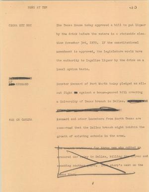 Primary view of object titled '[News Script: News at ten]'.