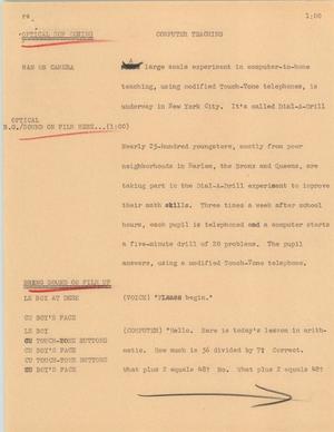 Primary view of object titled '[News Script: Computer teaching]'.