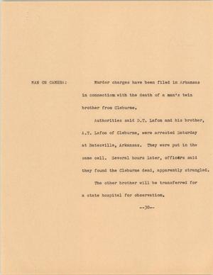 Primary view of object titled '[News Script: Murder charges]'.
