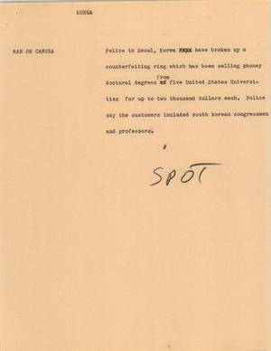 Primary view of object titled '[News Script: Korea]'.