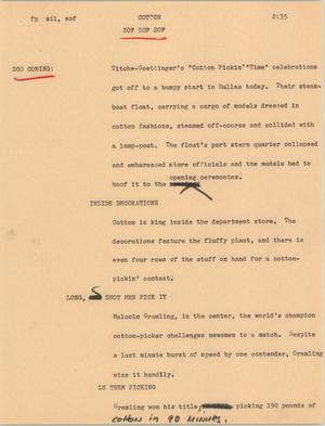 Primary view of object titled '[News Script: Cotton]'.