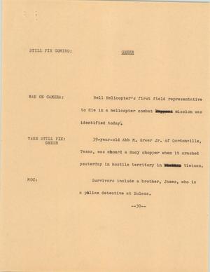Primary view of object titled '[News Script: Greer]'.