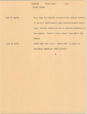 Primary view of object titled '[News Script: Harvard]'.