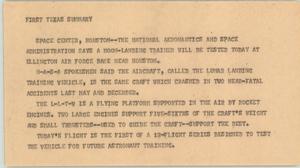 Primary view of object titled '[News Script: First Texas summary]'.