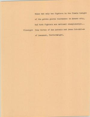 Primary view of object titled '[News Script: Golden Gloves]'.