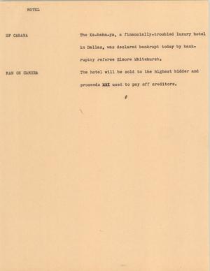 Primary view of object titled '[News Script: Motel]'.