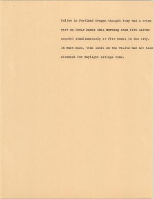 Primary view of object titled '[News Script: Bank robberies]'.