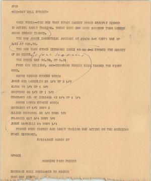 Primary view of object titled '[News Script: Wall Street]'.