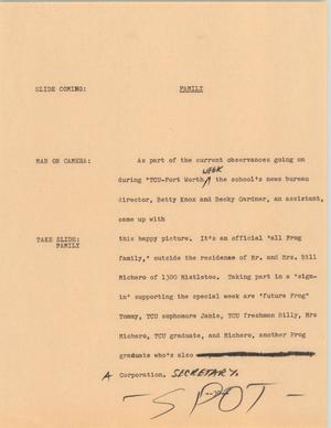 Primary view of object titled '[News Script: Family]'.