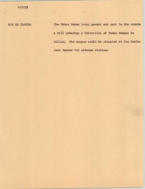 Primary view of object titled '[News Script: Austin]'.