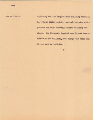 Primary view of object titled '[News Script: Bank]'.