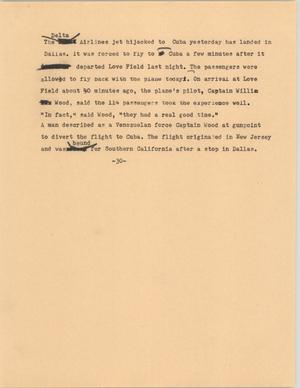 Primary view of object titled '[News Script: Delta Airlines]'.