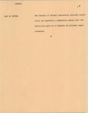 Primary view of object titled '[News Script: Cornell]'.