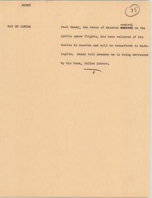Primary view of object titled '[News Script: Haney]'.
