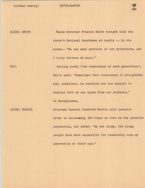 Primary view of object titled '[News Script: Smith-Martin]'.