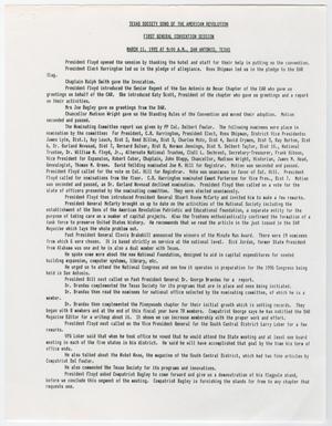 Primary view of object titled '[Minutes for the TXSSAR First General Convention Session: March 11, 1995]'.
