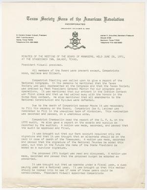 Primary view of object titled '[Minutes for the TXSSAR Board of Managers Meeting: June 26, 1971]'.