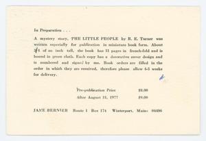 Primary view of object titled '[Postcard from Jane Bernier]'.
