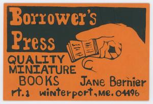 Primary view of object titled '[Postcard from The Borrower's Press]'.