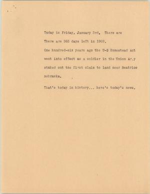 Primary view of object titled '[News Script: This Day In History]'.