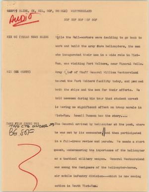 Primary view of object titled '[News Script: Westmoreland]'.