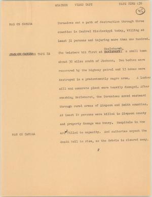 Primary view of object titled '[News Script: Mississippi tornadoes]'.