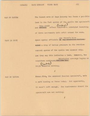 Primary view of object titled '[News Script: Cape Kennedy]'.