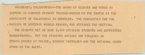 Primary view of object titled '[News Script: Striking students suspended]'.