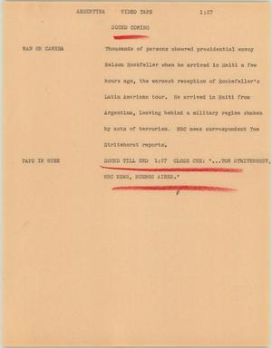 Primary view of object titled '[News Script: Argentina]'.