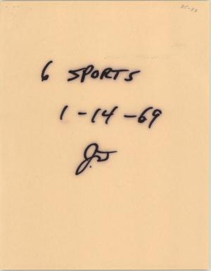 Primary view of object titled '[News Script: Sports segment, January 14, 1969]'.