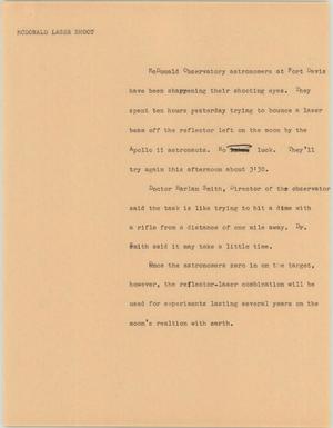 Primary view of object titled '[News Script: McDonald Observatory Shoot]'.
