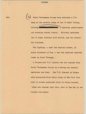 Primary view of object titled '[News Script: Vietnam]'.