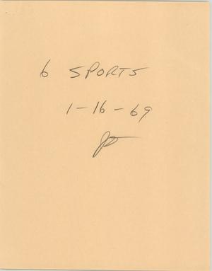 Primary view of object titled '[News Script: Sports segment, January 16, 1969]'.