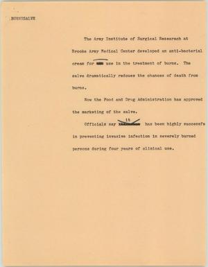 Primary view of object titled '[News Script: Burn Treatment]'.