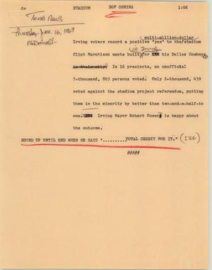 Primary view of object titled '[News Script: Stadium]'.