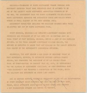Primary view of object titled '[News Script: Update in Vietnam War and trials]'.