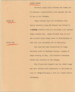 Primary view of object titled '[News Script: Holland]'.