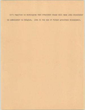 Primary view of object titled '[News Script: Ambassador Eisenhower]'.