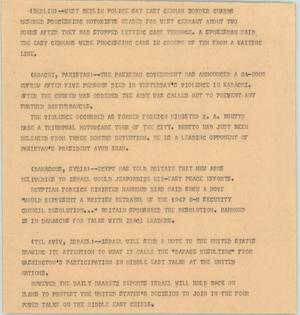 Primary view of object titled '[News Script: International updates on war and violence]'.